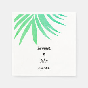 Green Palm Leaves Waterverf Elegant Cool Wedding Servet