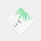 Green Palm Leaves Waterverf Elegant Cool Wedding Servet (Hoek)