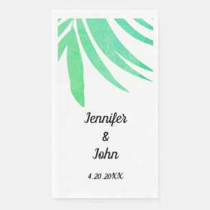 Green Palm Leaves Waterverf Elegant Cool Wedding Servet