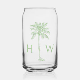 Green Palm Palmetto Tree Monogram Blikvorm Glas