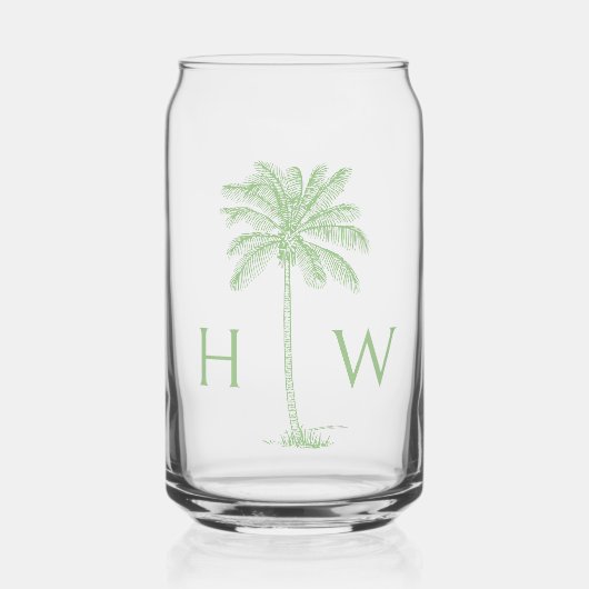 Green Palm Palmetto Tree Monogram Blikvorm Glas (Voorkant)