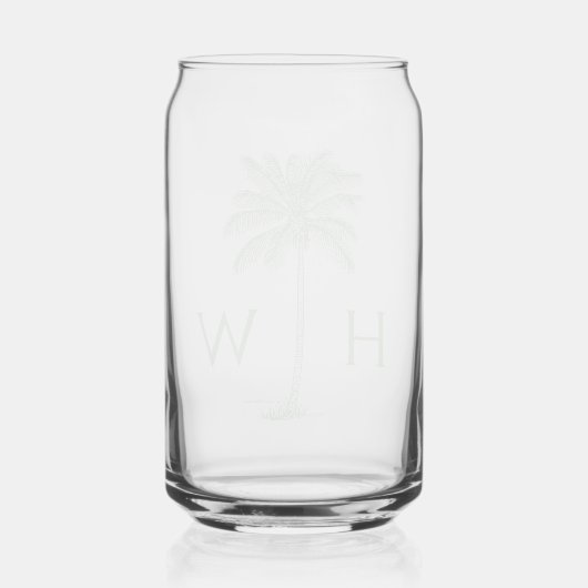 Green Palm Palmetto Tree Monogram Blikvorm Glas (Achterkant)