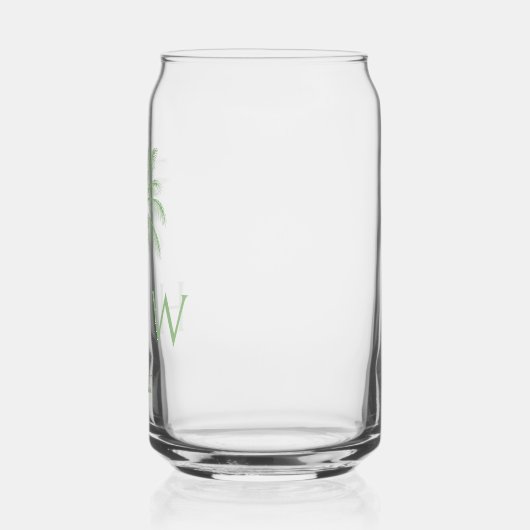 Green Palm Palmetto Tree Monogram Blikvorm Glas (Links)
