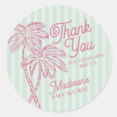 Green Palm Spring Pastel Beach Baby shower Favorie Ronde Sticker (Voorkant)