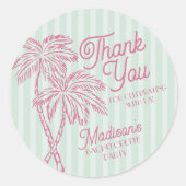 Green Palm Spring Pastel Beach Party Favoriet Ronde Sticker (Voorkant)