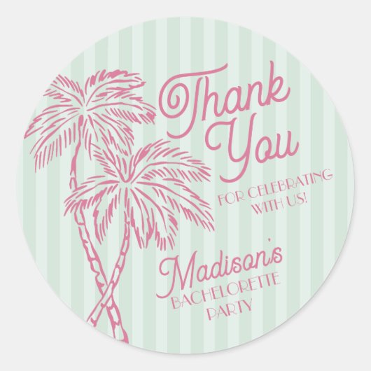 Green Palm Spring Pastel Beach Party Favoriet Ronde Sticker (Voorkant)