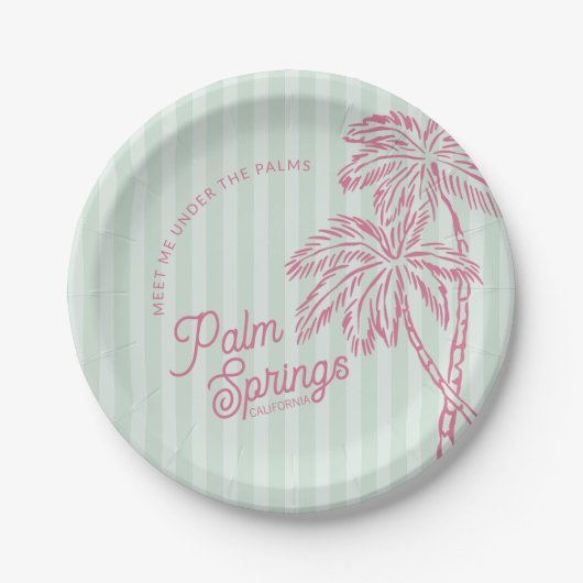 Green Palm Spring Pastel Beach Party Favorieten Papieren Bordje (Voorkant)