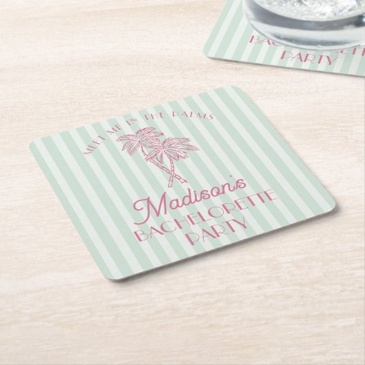 Green Palm Spring Pastel Beach vrijgezellenfeest Kartonnen Onderzetters (Schuin)
