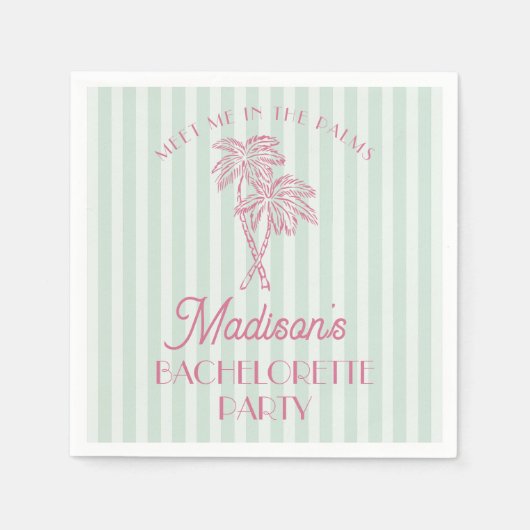 Green Palm Spring Pastel Beach vrijgezellenfeest Servet (Voorkant)