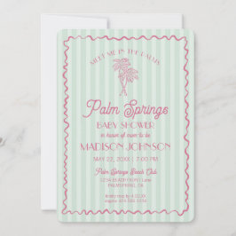 Green Palm Springs Pastel Beach Cabana Baby shower Kaart