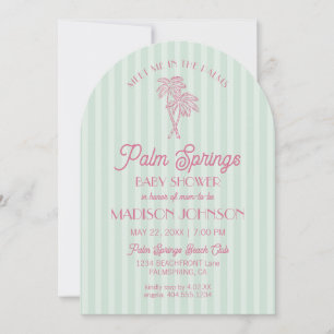 Green Palm Springs Pastel Beach Cabana Baby shower Kaart