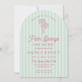 Green Palm Springs Pastel Beach Cabana Baby shower Kaart