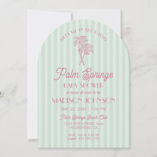 Green Palm Springs Pastel Beach Cabana Baby shower Kaart (Voorkant)