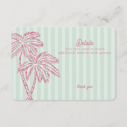 Green Palm Springs Pastel Beach Details Invoegen Informatiekaartje (Voorkant)