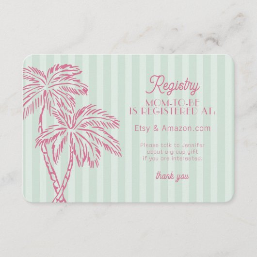 Green Palm Springs Pastel Beach Registry Invoegen Informatiekaartje (Voorkant)