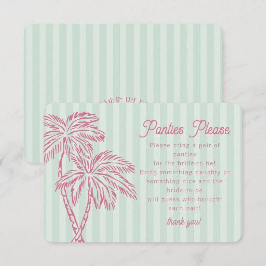 Green Palm Springs Pastel Beach slipje alsjeblieft Informatiekaartje (Voorkant / Achterkant)