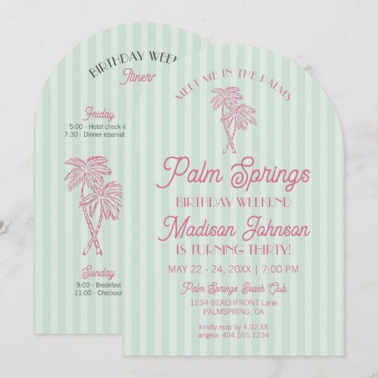 Green Palm Springs Pastel Beach Verjaardag Weekend Kaart (Voorkant / Achterkant)