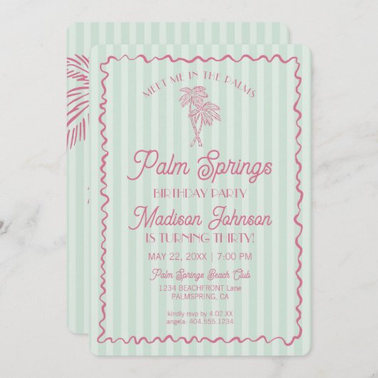 Green Palm Springs Pastel Beach verjaardagsfeestje Kaart (Voorkant / Achterkant)