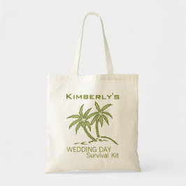 Green Palm Trees Wedding Day Survival Kit Tote Bag