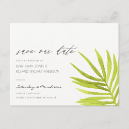 GREEN PALM WATERVERF FOLIAGE BEWAREN DE DATUM AANKONDIGINGSKAART