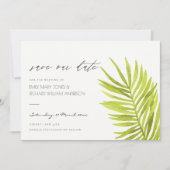 GREEN PALM WATERVERF FOLIAGE BEWAREN DE DATUM SAVE THE DATE (Voorkant)
