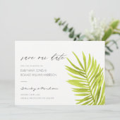 GREEN PALM WATERVERF FOLIAGE BEWAREN DE DATUM SAVE THE DATE (Staand voorkant)