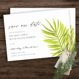 GREEN PALM WATERVERF FOLIAGE BEWAREN DE DATUM SAVE THE DATE