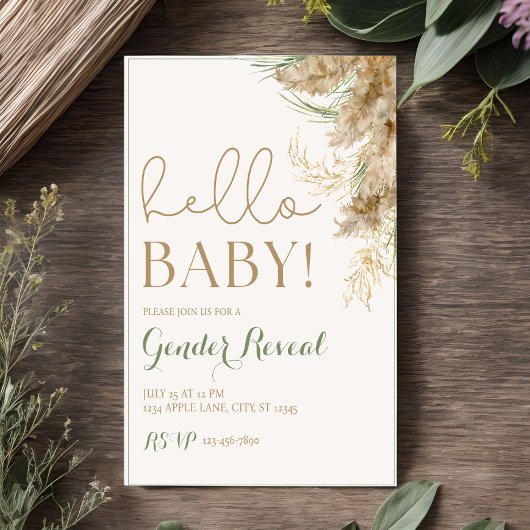 Green Pampas Geslacht onthullen uitnodiging