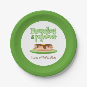 Green Pancakes en Pajamas Birthday Party Papieren Bordje