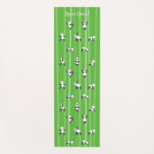 Green Panda Yoga Mat Custom Name on Both Sides (Voorkant)