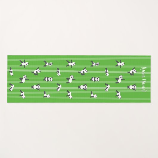 Green Panda Yoga Mat Custom Name on Both Sides (Voorkant (horizontaal))