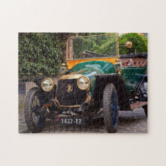 Green Panhard Levassor Vintage Car Jigzaag Puzzle Legpuzzel