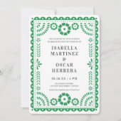 Green Papel Picado Geïnspireerde uitnodiging tot h (Voorkant)