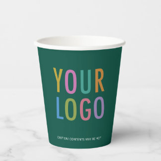 Green Paper Cups Custom Company Logo Branded 8 oz Papieren Bekers