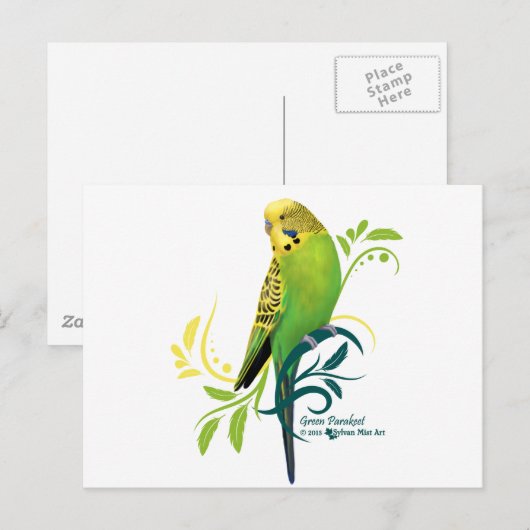 Green Parakeet Briefkaart (Voorkant / Achterkant)