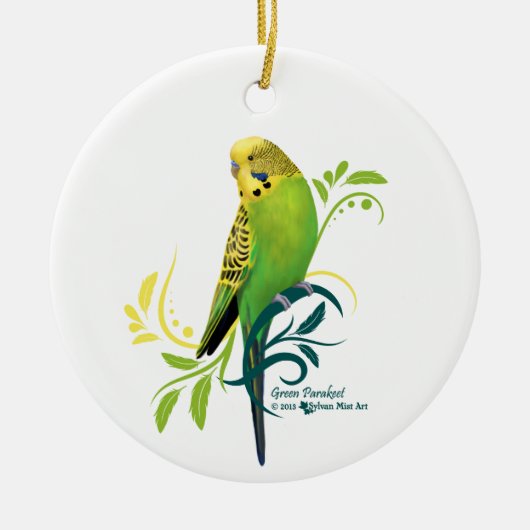 Green Parakeet Keramisch Ornament (Voorkant)