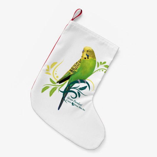 Green Parakeet Kleine Kerstsok (Voorkant (Hangend))