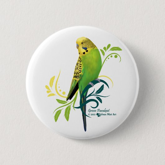 Green Parakeet Ronde Button 5,7 Cm (Voorkant)