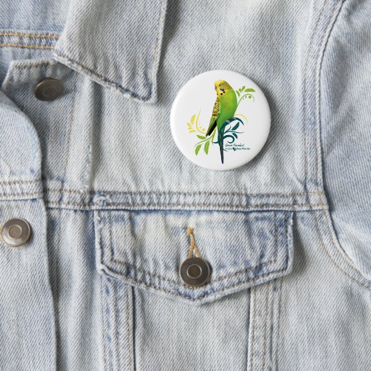 Green Parakeet Ronde Button 5,7 Cm (In situ)