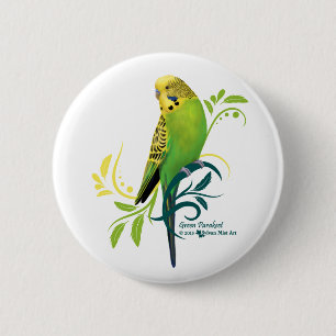 Green Parakeet Ronde Button 5,7 Cm