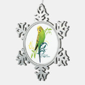 Green Parakeet Tin Sneeuwvlok Ornament (Rechts)