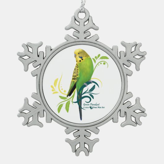 Green Parakeet Tin Sneeuwvlok Ornament (Voorkant)