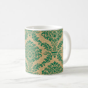 Green Parisian Moods Damask Coffee Mok