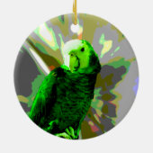 Green Parrot 6537 Keramisch Ornament (Achterkant)