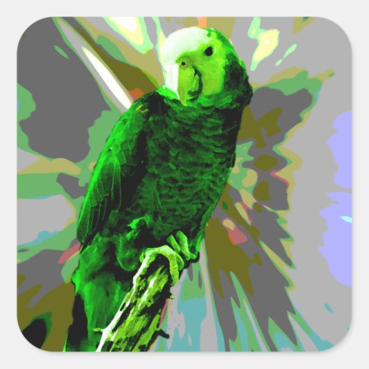 Green Parrot 6537 Vierkante Sticker (Voorkant)