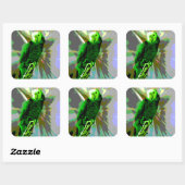 Green Parrot 6537 Vierkante Sticker (Vel)