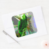 Green Parrot 6537 Vierkante Sticker (Envelop)