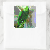 Green Parrot 6537 Vierkante Sticker (Tas)