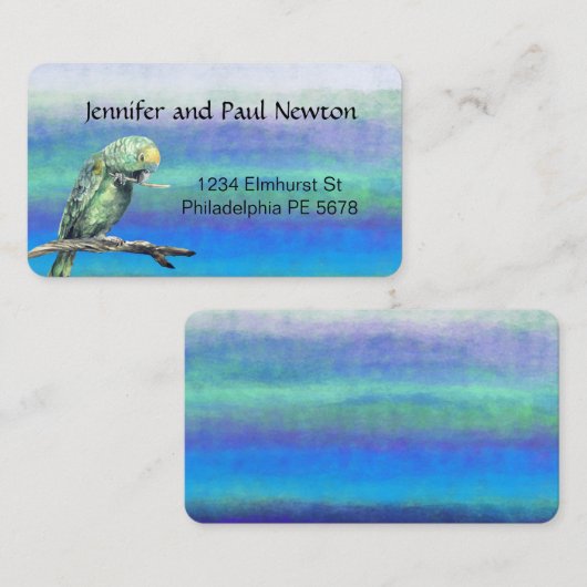 green parrot address cards notitiekaartje (Voorkant / Achterkant)