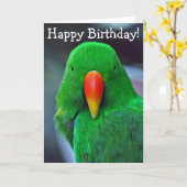 Green parrot birthday greeting card kaart (Gele Bloem)